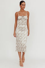 Magic Wand Velvet Midi Dress Olive Floral