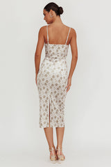 Magic Wand Velvet Midi Dress Olive Floral