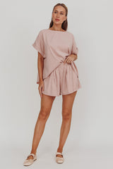 Yuna Pleat Back Boxy Tee Blush