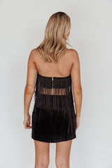 Miss Daisy Fringe Crop Top Black