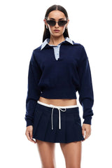 LIONESS Racquet Club Knit Sweater Navy