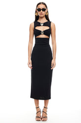 LIONESS After Hours Midi Dress Onyx