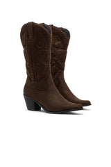 THERAPY Clayton Cowboy Boot Chocolate Faux Suede