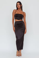 Zeina Satin Crop Top Black