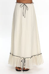 Maidens Tie Detail Overlock Maxi Skirt Cream