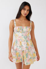 Provence Bloom Tiered Mini Dress Multi Blush