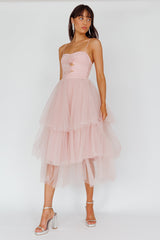 Seraphina Rose Bodice Tulle Midi Dress Blush