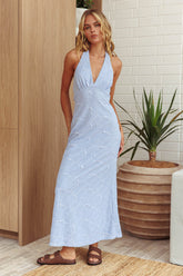 Here For It Halterneck Maxi Dress Blue