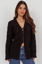 Seattle Lace-Up Front Knit Top Black