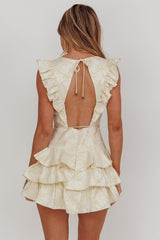Weekend Muse Sleeveless Layered Frill Romper Butter