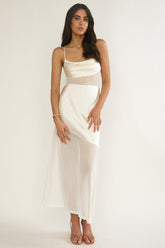 Golden Era Sheer Waist Maxi Dress Oyster