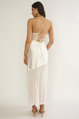Golden Era Sheer Waist Maxi Dress Oyster