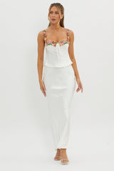 Rose Garden Floral Applique Cami Top White