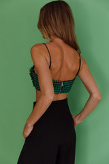 Miss Fine Heart Crop Top Houndstooth Green