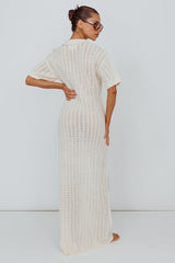 Clearwater Crochet Short Sleeve Maxi Dress White