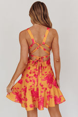 Like Me Strappy Back Mini Dress Floral Orange