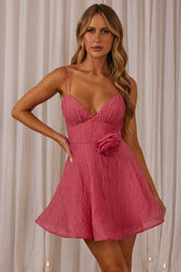 Kalinda Rose Accent Mini Dress Crepe Pink