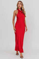 Sweetest Sundays Halterneck Open Back Dress Red