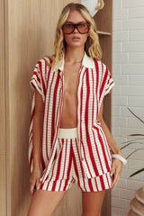 Influence Knit Shorts Striped Red