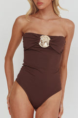 Ulani Gold Buckle Bodysuit Coffee