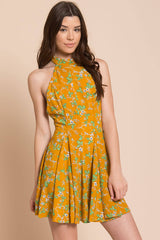 Janessa Floral Print Dress Mustard