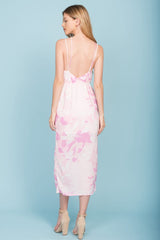 Emilia Open Back Floral Print Midi Dress Pink