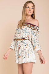 Kiley Floral Romper White / Brown
