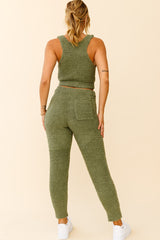 My Girl Fuzzy Knit Jogger Pants Sage