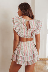 Wild And Free Tiered Ruffle Skorts Floral Natural
