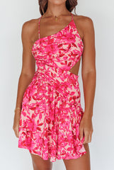 Destination Open Back Mini Dress Floral Pink