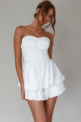 Paris Muse Gathered Bust Romper White