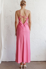 From Above V-Back Midi Dress Hot Pink