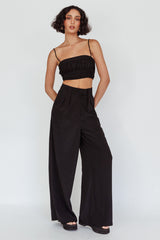 Regal Wide-Leg Mid Rise Pants Black