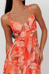 Maura Lace-Up Back Maxi Dress Floral Red