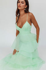 Made For You Tiered Ruffle Midi Dress Mint