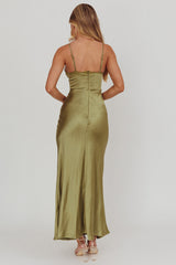 Her theory Lace Trim Maxi Dress Olive
