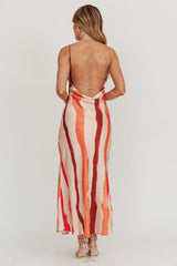 Blondine Cowl Bust Split Maxi Dress Peach