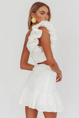 Deanna One-Shoulder Cut-Out Mini Dress White