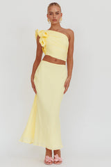 Deanna One-Shoulder Ruffle Top Lemon