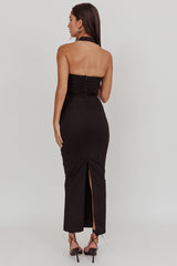 Scout Halterneck Ruched Maxi Dress Black