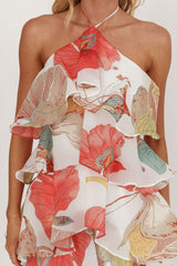 Darylyn Tiered Ruffle Maxi Dress Floral Red