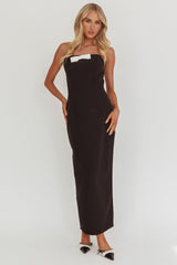 Cocktail Party Strapless Bow Bust Maxi Dress Black