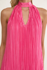 Aurea Halterneck Crepe Maxi Dress Hot Pink