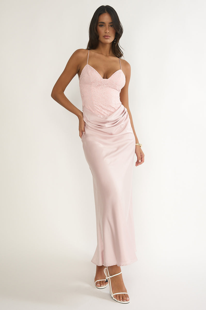 Faelis Draped Waist Maxi Dress Pink