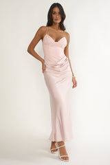 Faelis Draped Waist Maxi Dress Pink