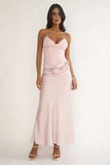 Faelis Draped Waist Maxi Dress Pink