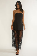Talina Strapless Two-Piece Lace Skort Set Black