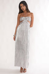 Isle Cut-Out Halterneck Maxi Dress Silver