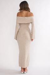 Arwyn Foldover Off-Shoulder Knit Maxi Dress Quinoa