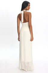 Logen Cowl Halterneck Maxi Dress Eggshell